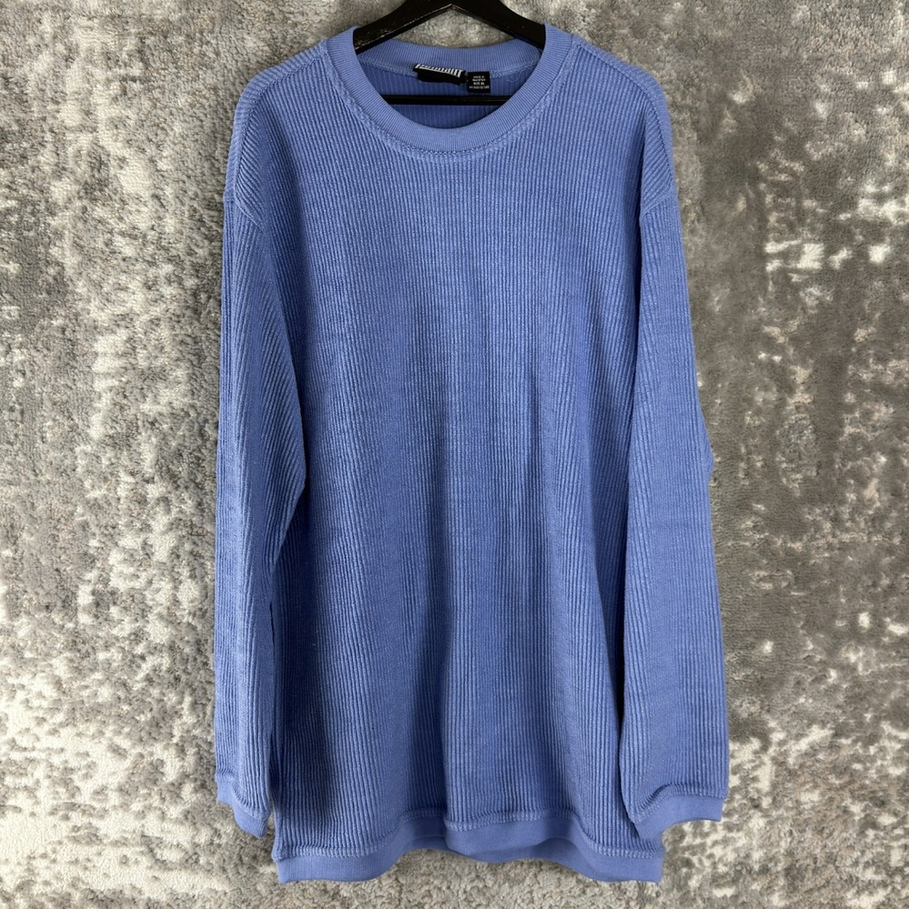 New Pennant Size‎ XL Ribbed Knit Thermal Pullover Shirt Blue Long Sleeve Mens